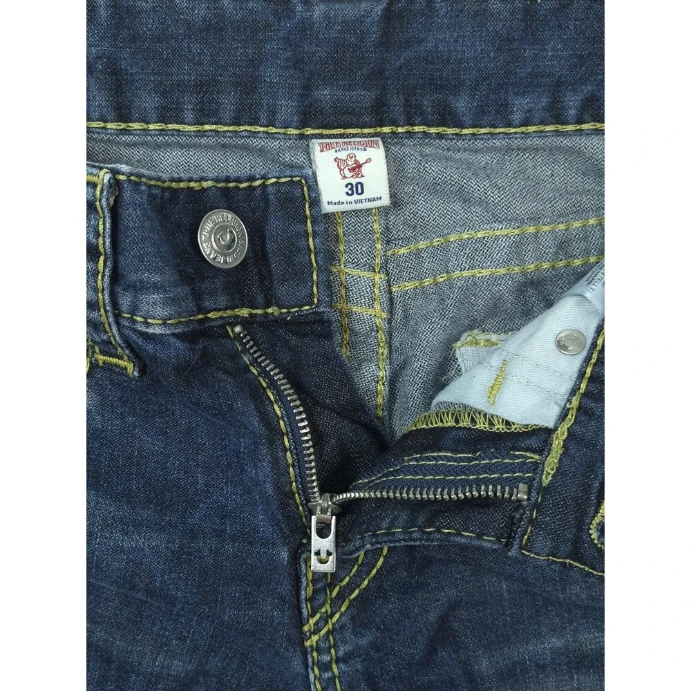 True Religion Skinny Jeans Mens 30 Gold Big T Flap Pocket Bold Stitch Y2K Rocker